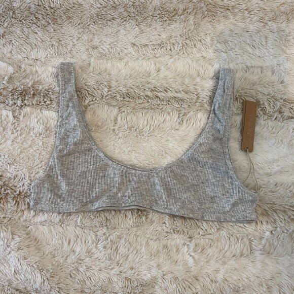 SKIMS Threadbare Cotton Rib Micro Scoop Bralette in light heather grey size L - Picture 3 of 4